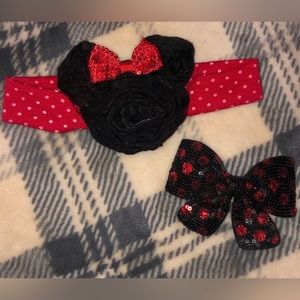 Minnie Mouse headband and bow hairclip
